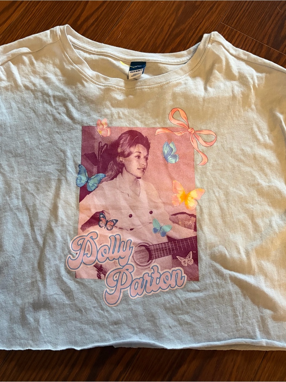 Girls old navy Dolly Parton Graphic Kids Tee - White with Pink Accent